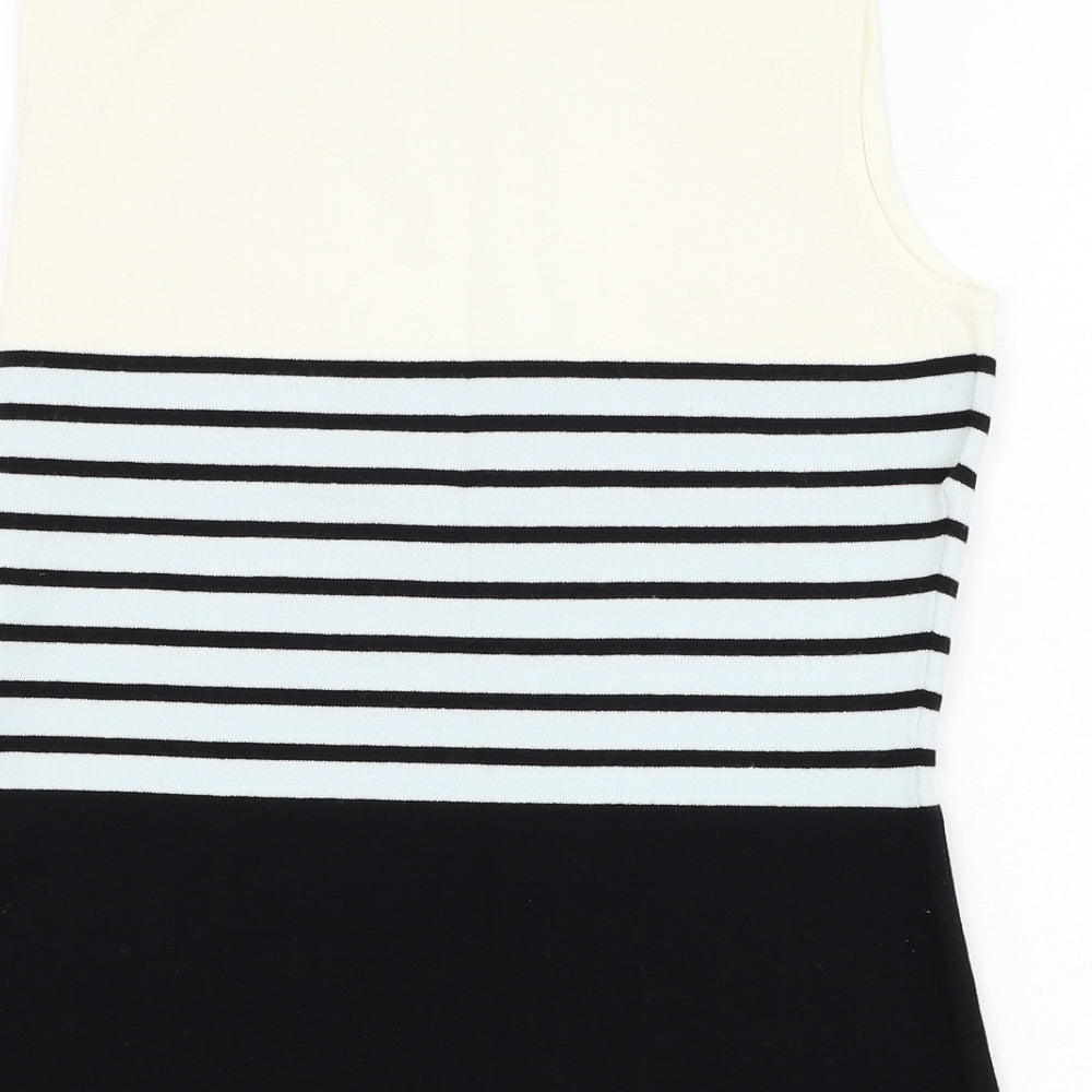 Planet Womens Ivory Striped Viscose Basic Tank Size M Round Neck