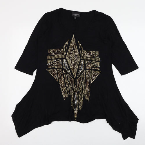 Anthony Womens Black  Viscose Basic T-Shirt Size M Round Neck