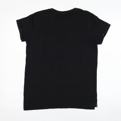 George Boys Black  Cotton Basic T-Shirt Size 13-14 Years Round Neck Pullover - Skull