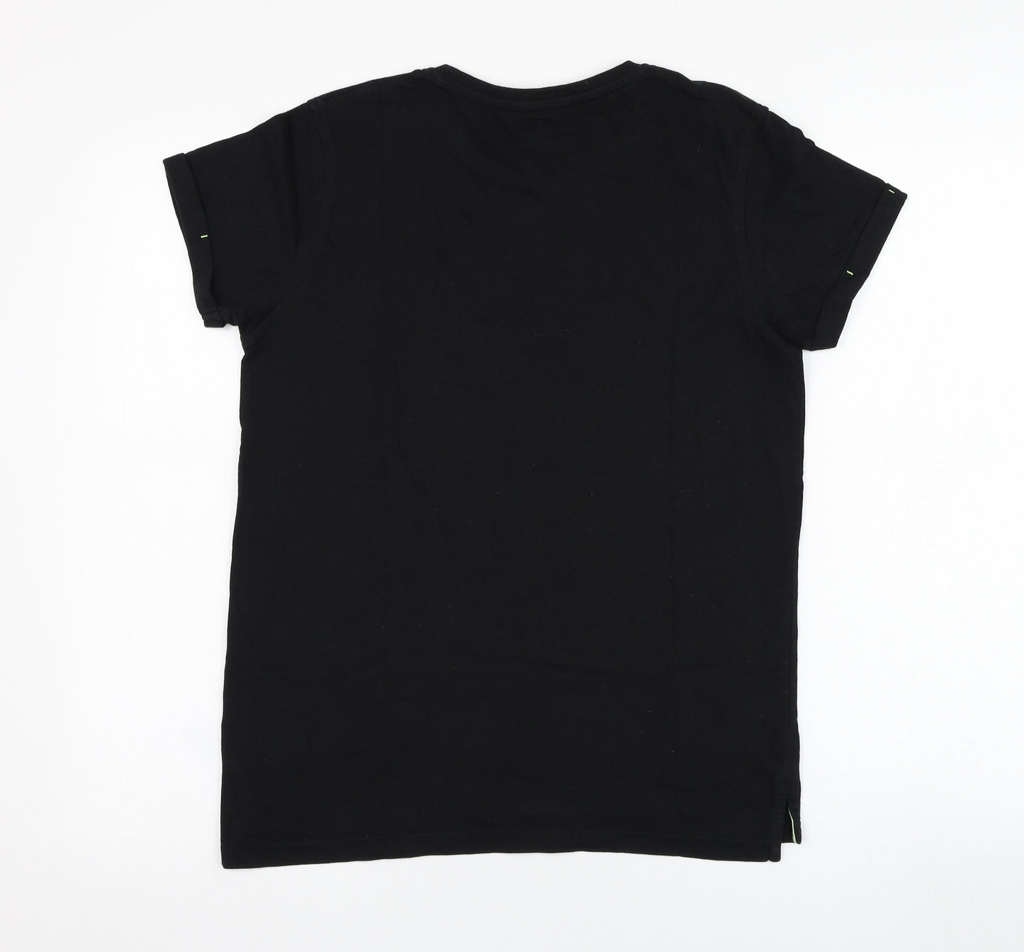 George Boys Black  Cotton Basic T-Shirt Size 13-14 Years Round Neck Pullover - Skull