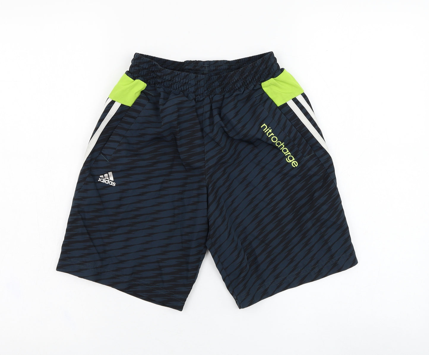 adidas Boys Blue Geometric Polyester Sweat Shorts Size 11-12 Years  Regular