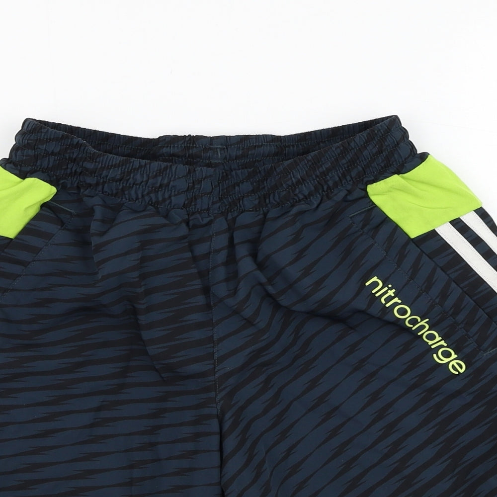 adidas Boys Blue Geometric Polyester Sweat Shorts Size 11-12 Years  Regular