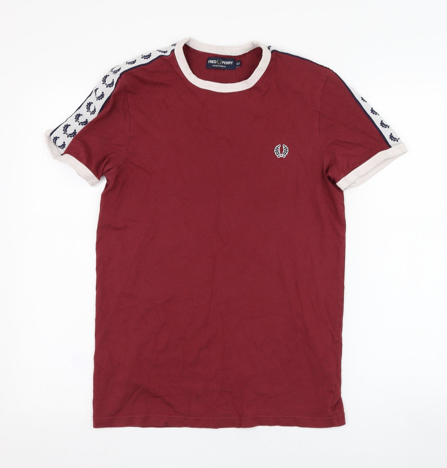 Fred Perry Mens Red  Cotton  T-Shirt Size XS Round Neck