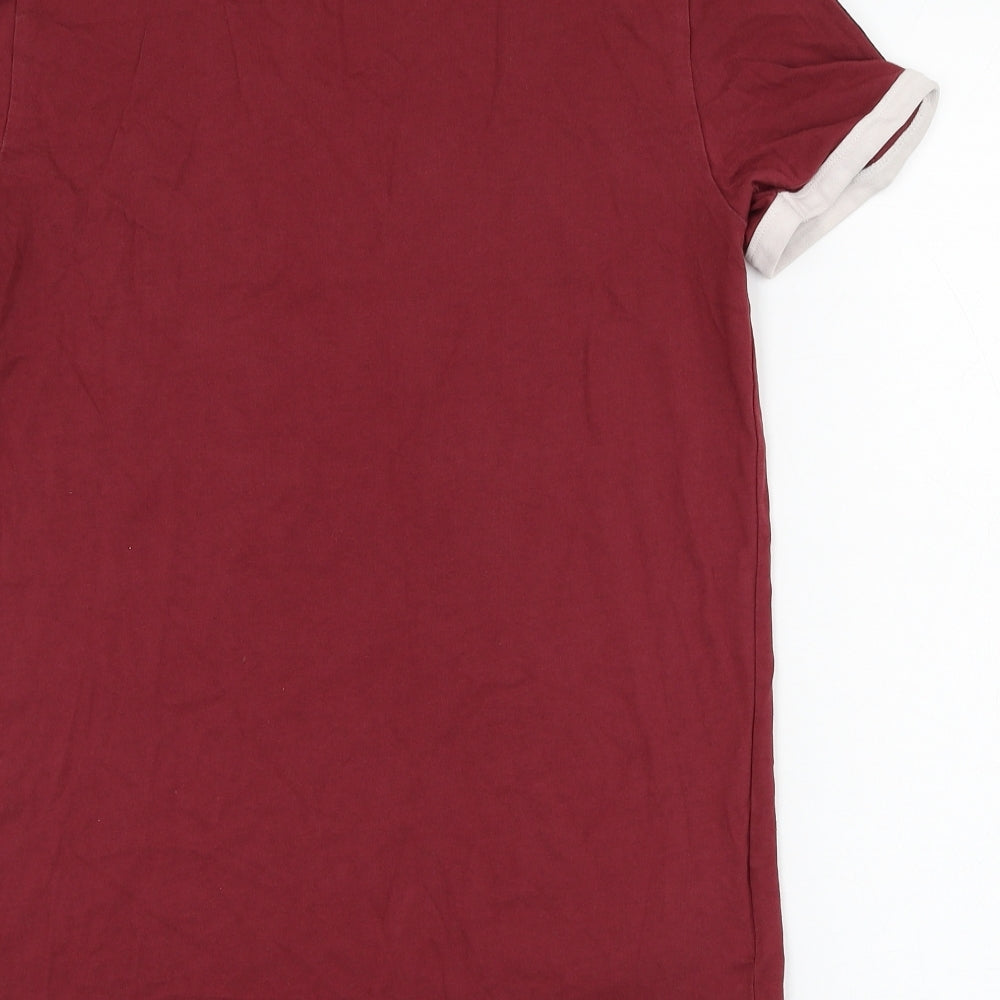 Fred Perry Mens Red  Cotton  T-Shirt Size XS Round Neck