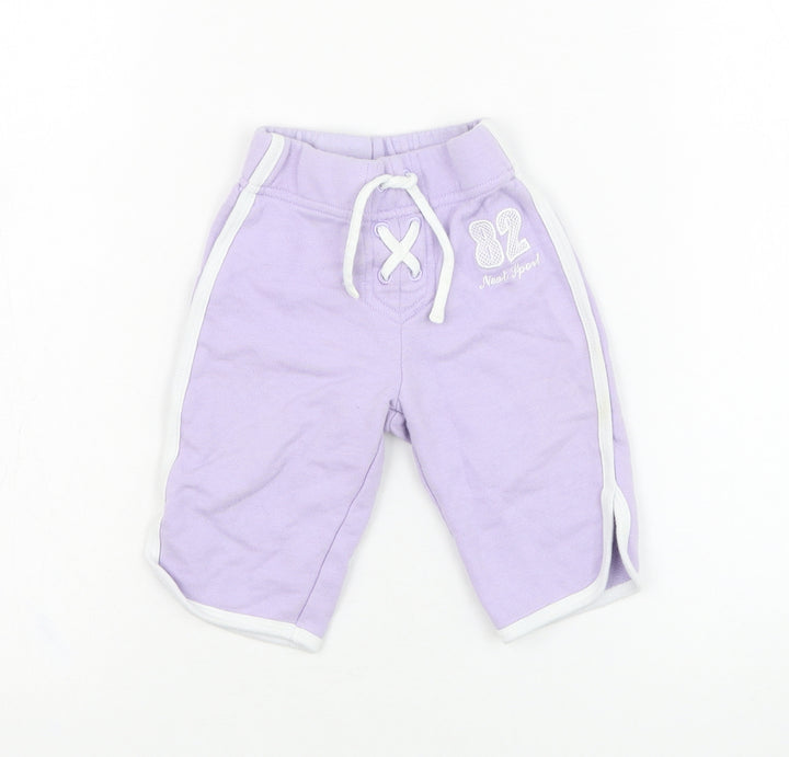 NEXT Girls Purple Cotton Jogger Trousers Size 3-6 Months Pullover - 82