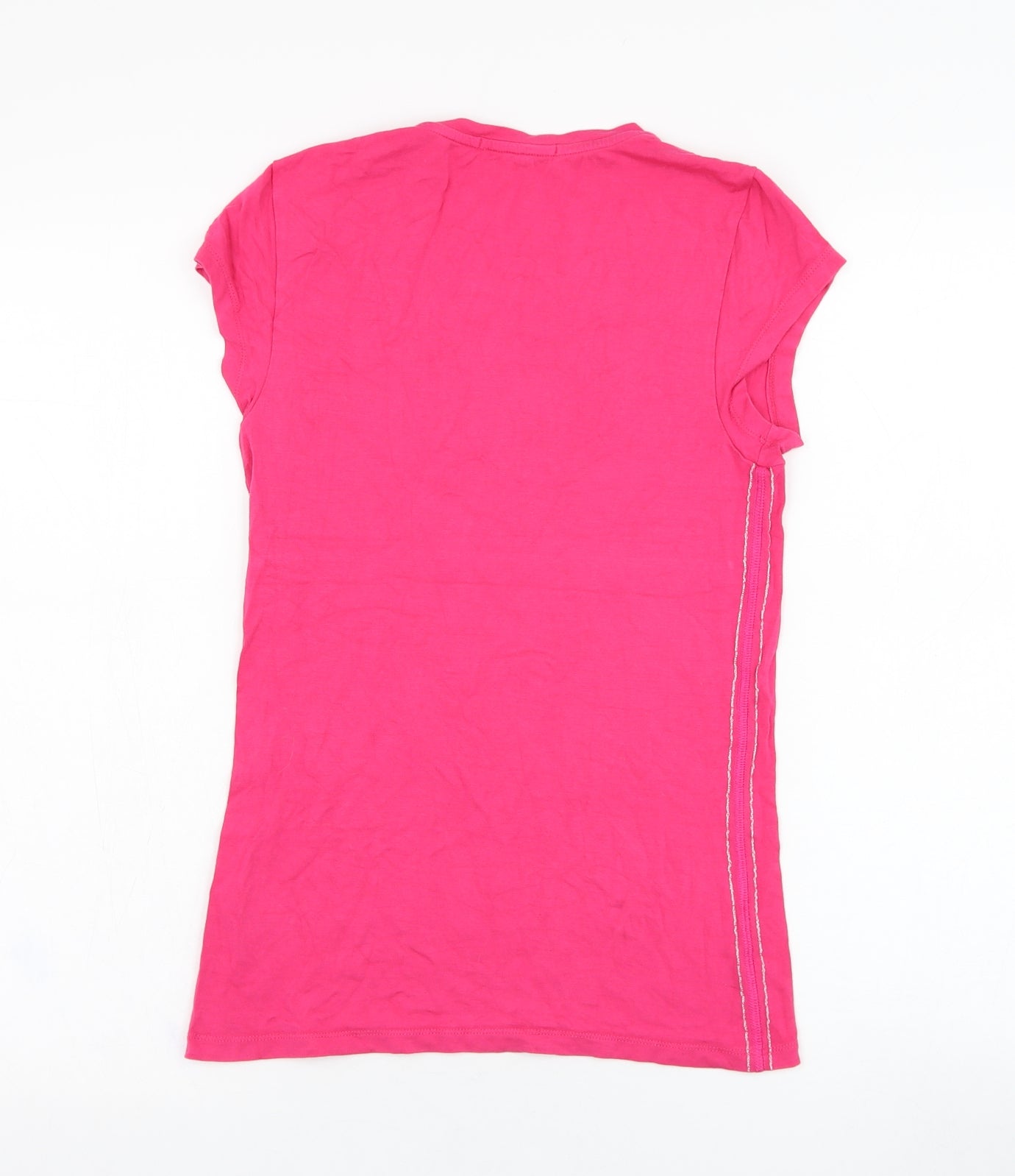 Elle Sport Womens Pink  Viscose Basic T-Shirt Size 10 Round Neck Pullover