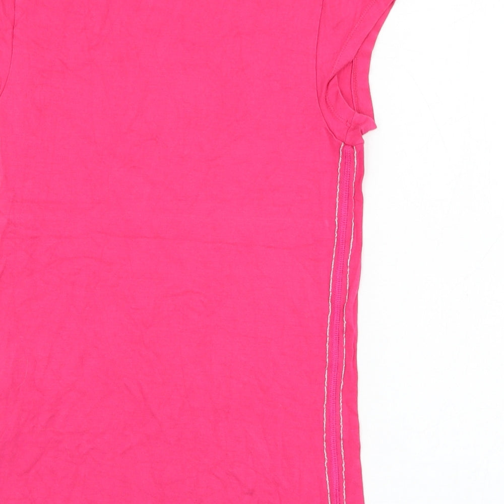 Elle Sport Womens Pink  Viscose Basic T-Shirt Size 10 Round Neck Pullover