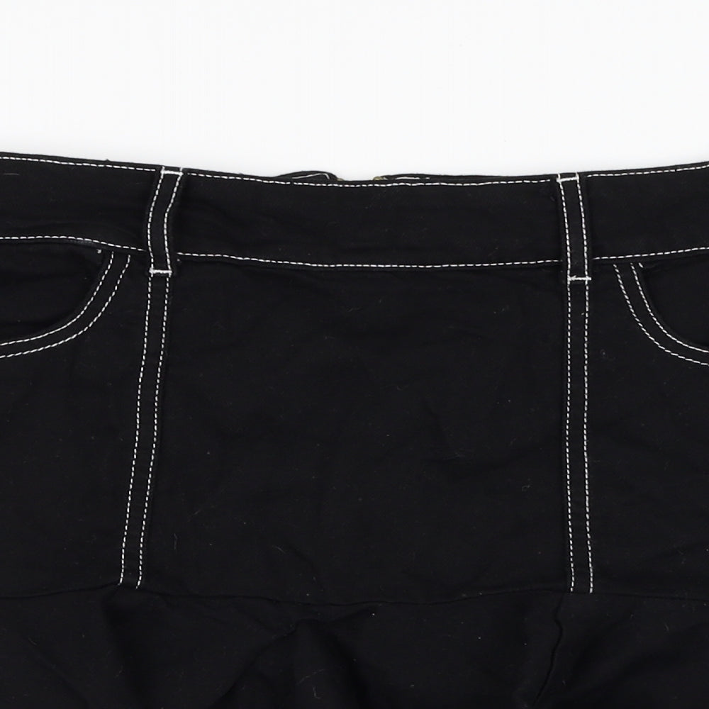 River Island Womens Black  Cotton Skater Skirt Size 12   Zip