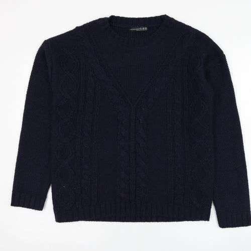 Atmosphere Womens Blue Round Neck  Acrylic Pullover Jumper Size 14