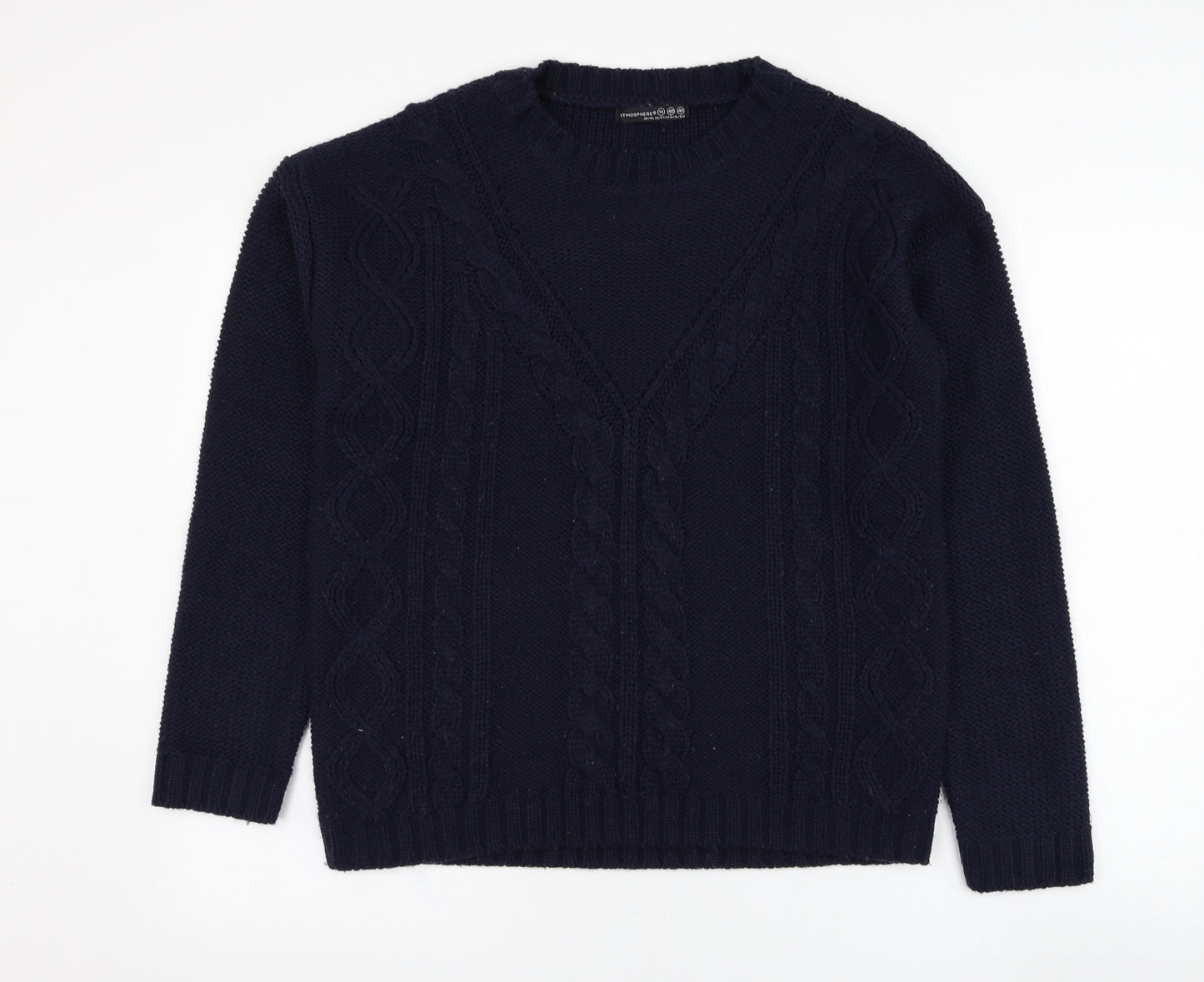 Atmosphere Womens Blue Round Neck  Acrylic Pullover Jumper Size 14