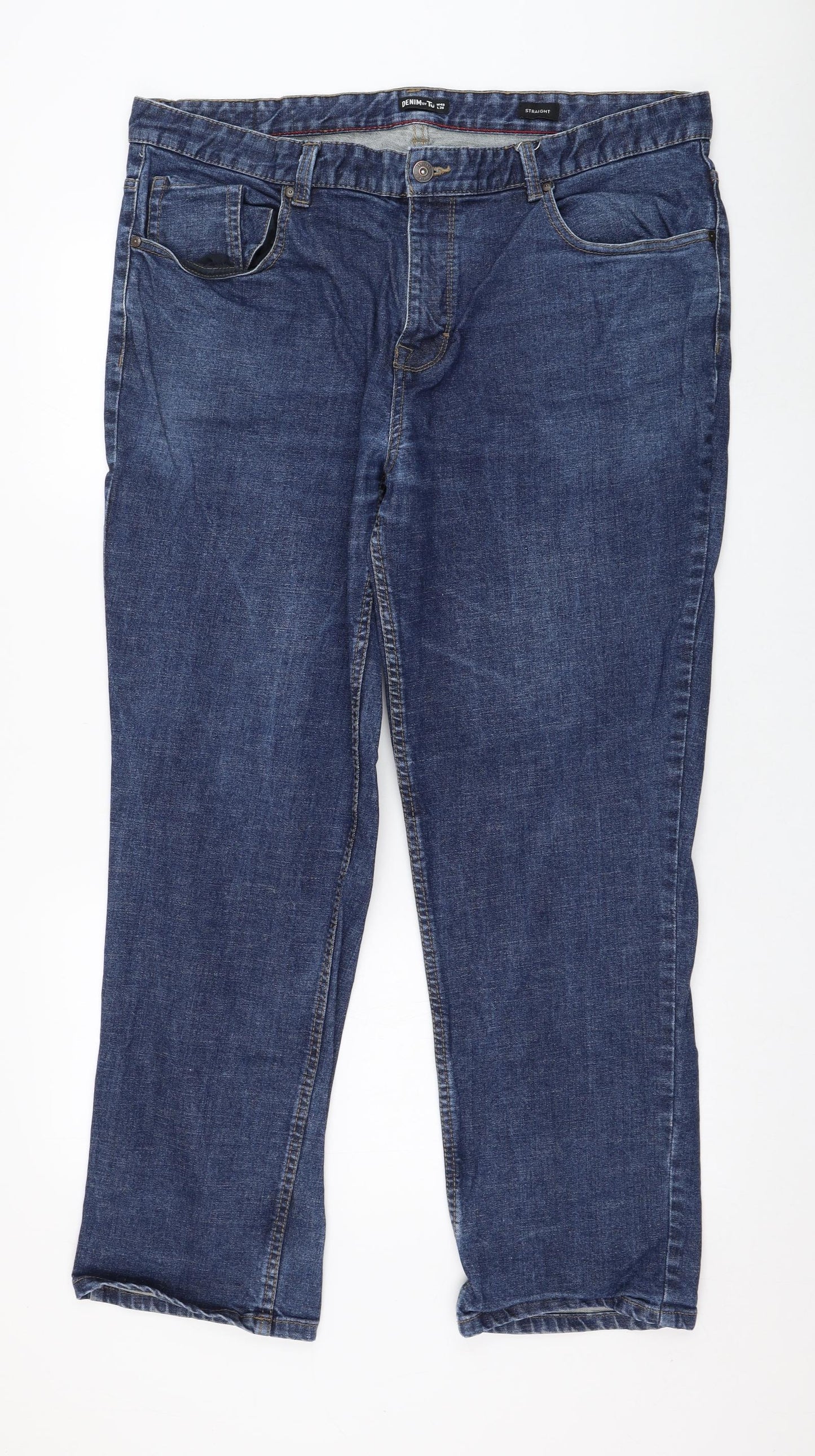 TU Mens Blue  Cotton Straight Jeans Size 40 in L30 in Regular Zip