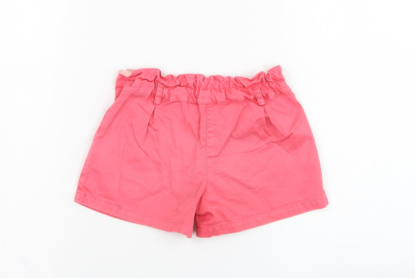Marks and Spencer Girls Pink  Cotton Paperbag Shorts Size 3-4 Years  Regular
