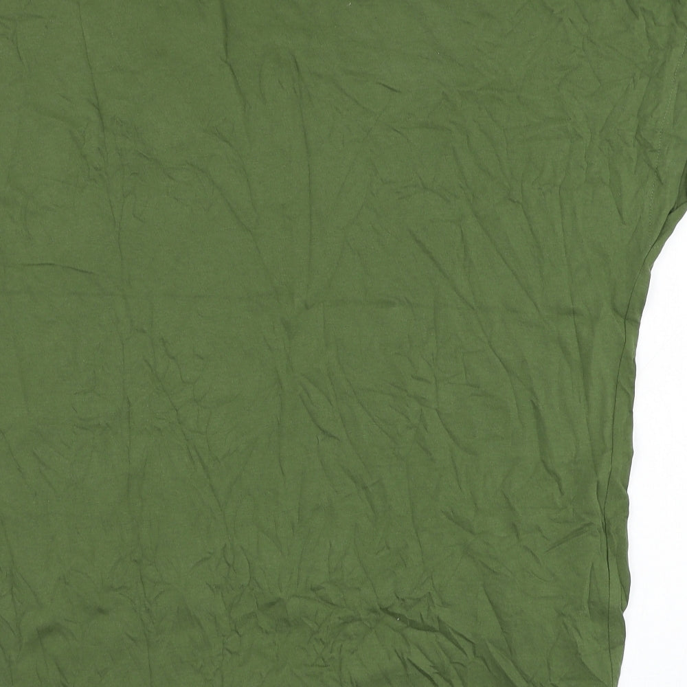 Zara Womens Green  Cotton Basic T-Shirt Size XL Round Neck - Flower