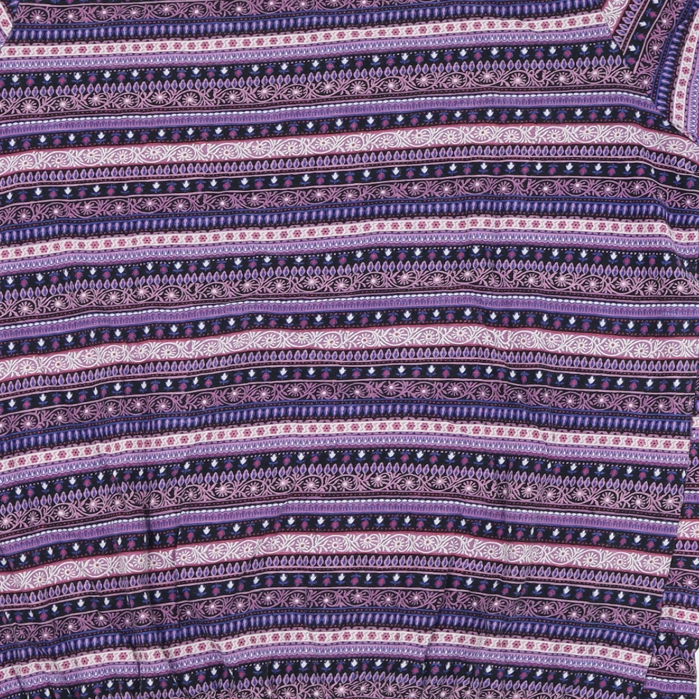 George Womens Purple Geometric Cotton Basic T-Shirt Size 16 Round Neck