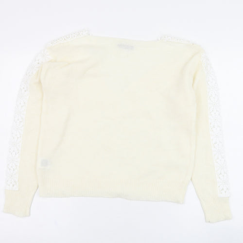 SheIn Womens Ivory Round Neck  Polyester Pullover Jumper Size 10