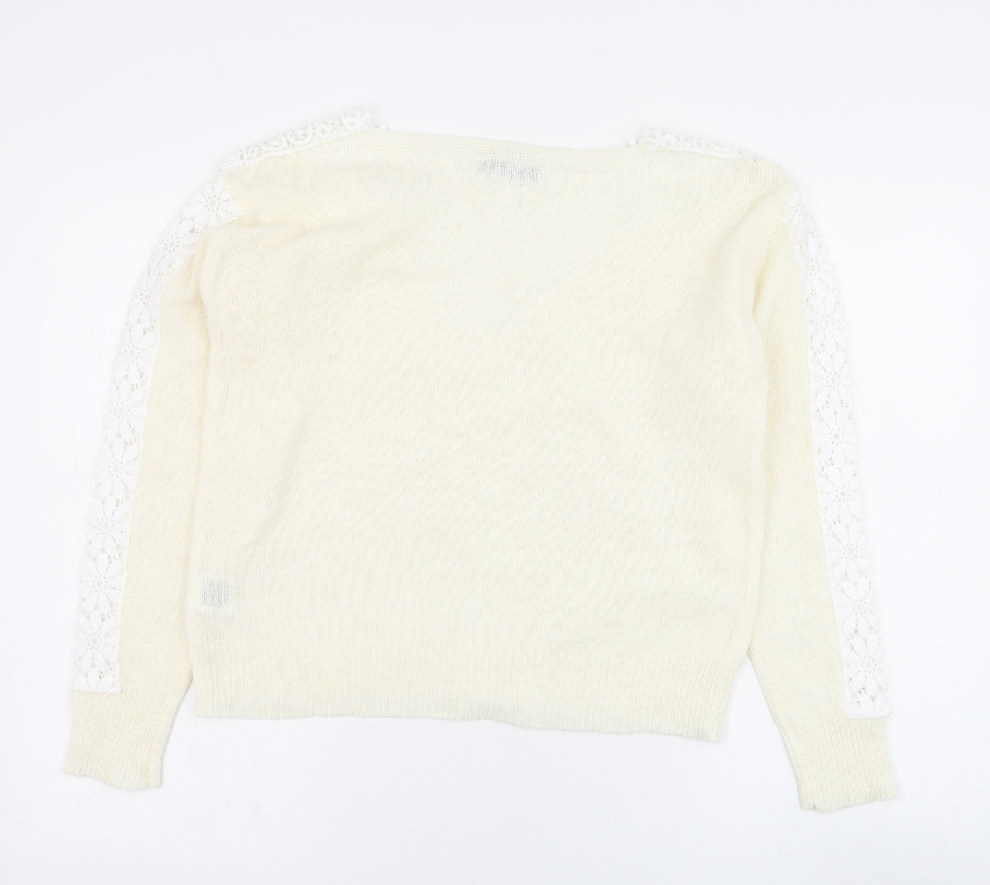 SheIn Womens Ivory Round Neck  Polyester Pullover Jumper Size 10