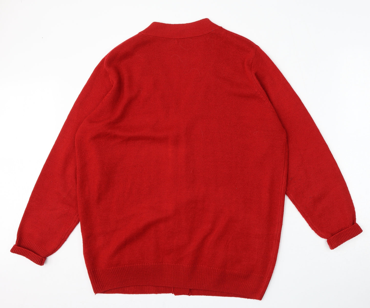 Damart Womens Red V-Neck  Acrylic Cardigan Jumper Size 18