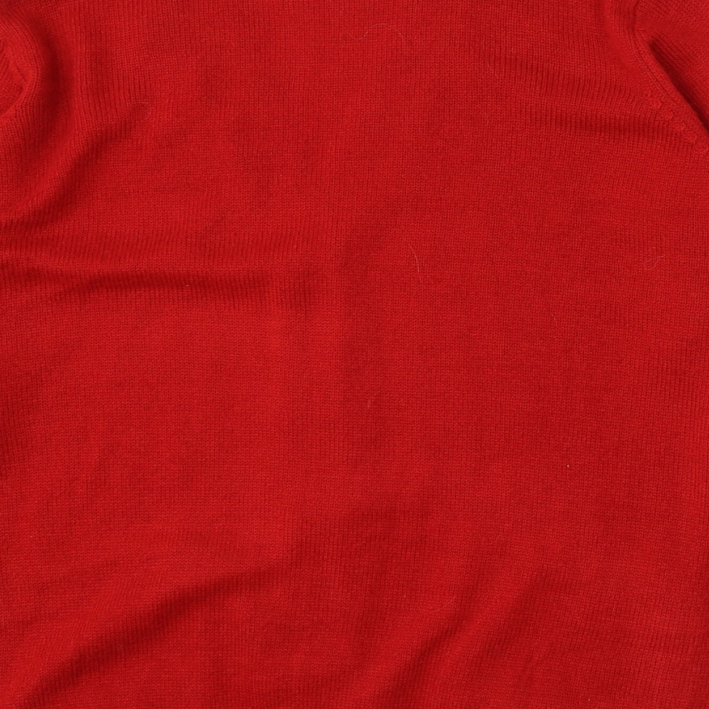 Damart Womens Red V-Neck  Acrylic Cardigan Jumper Size 18