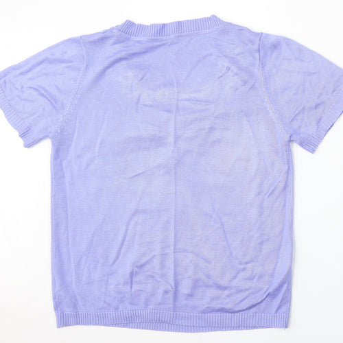 Preworn Womens Purple Round Neck  Acrylic Pullover Jumper Size L