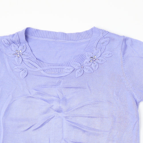 Preworn Womens Purple Round Neck  Acrylic Pullover Jumper Size L
