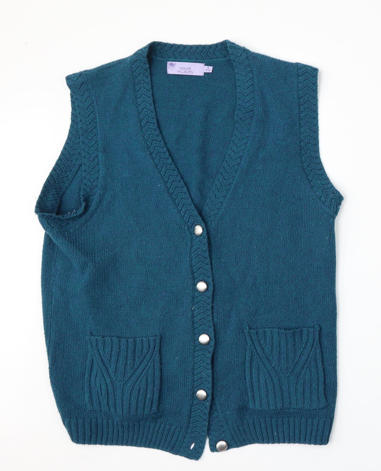 Honor Milburn Womens Blue Round Neck  Acrylic Vest Jumper Size 10