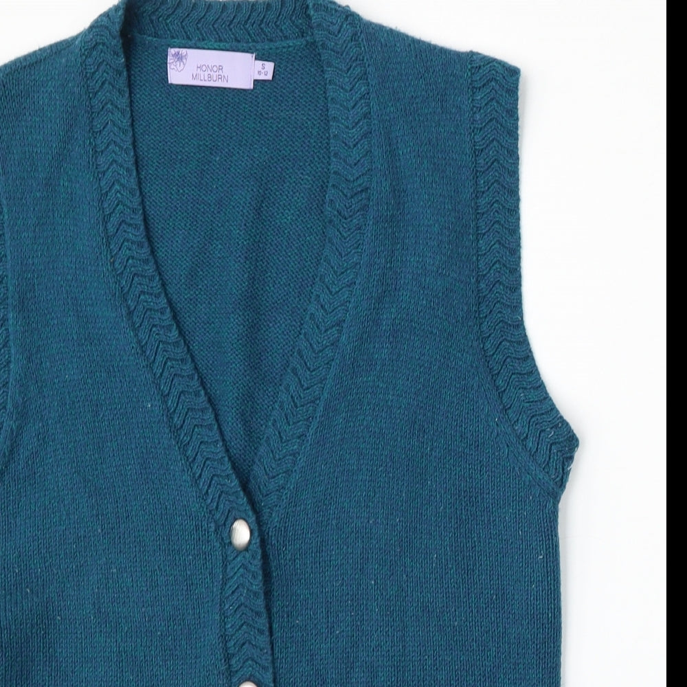 Honor Milburn Womens Blue Round Neck  Acrylic Vest Jumper Size 10