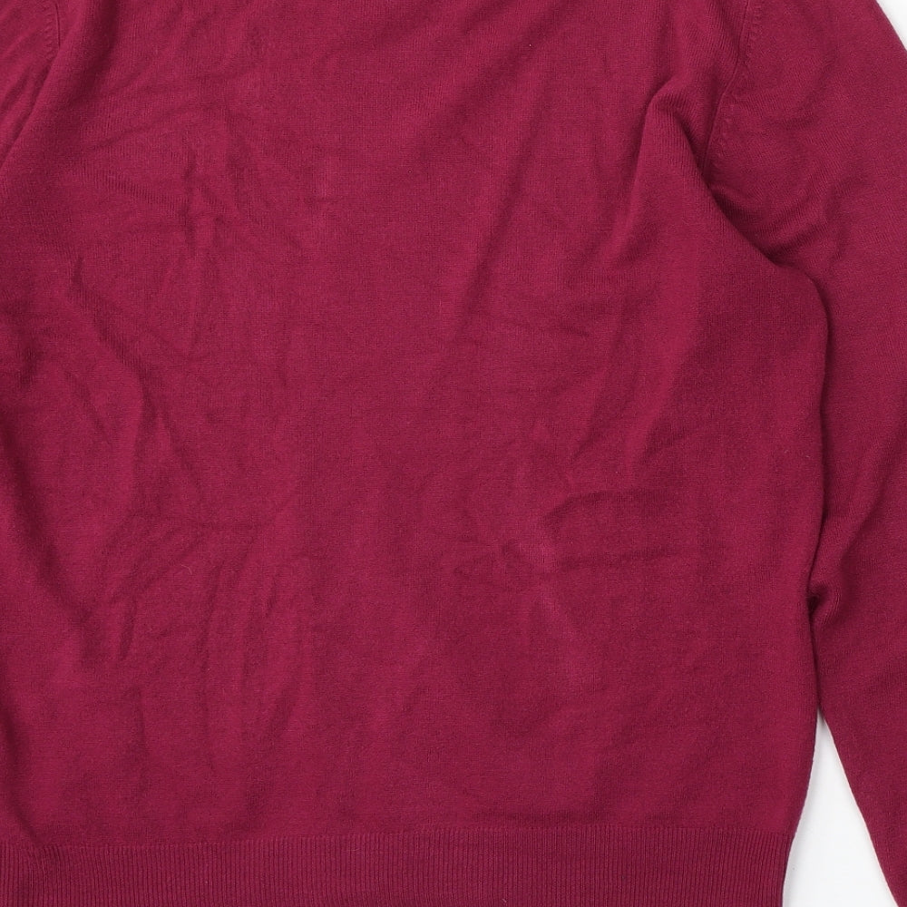 Marks and Spencer Mens Red V-Neck  Acrylic Pullover Jumper Size M