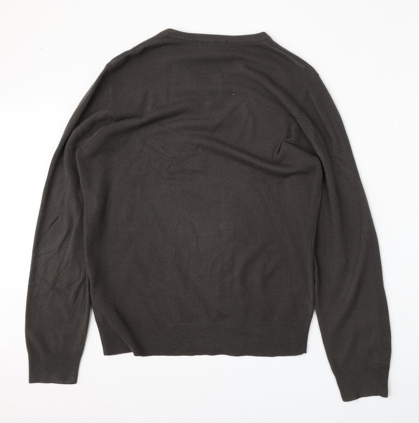 Marks and Spencer Mens Green V-Neck  Acrylic Pullover Jumper Size M