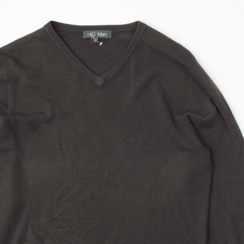 Marks and Spencer Mens Green V-Neck  Acrylic Pullover Jumper Size M