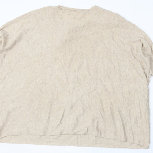 Millenium Womens Beige Round Neck  Viscose Pullover Jumper One Size