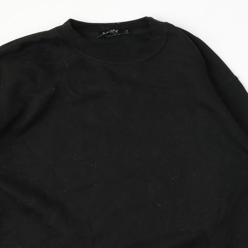 boohooMAN Mens Black  Cotton Pullover Sweatshirt Size L