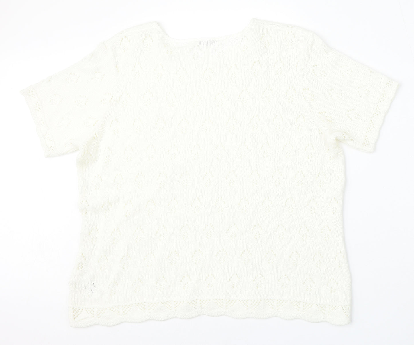Marks and Spencer Womens White Round Neck  Acrylic Pullover Jumper Size 18