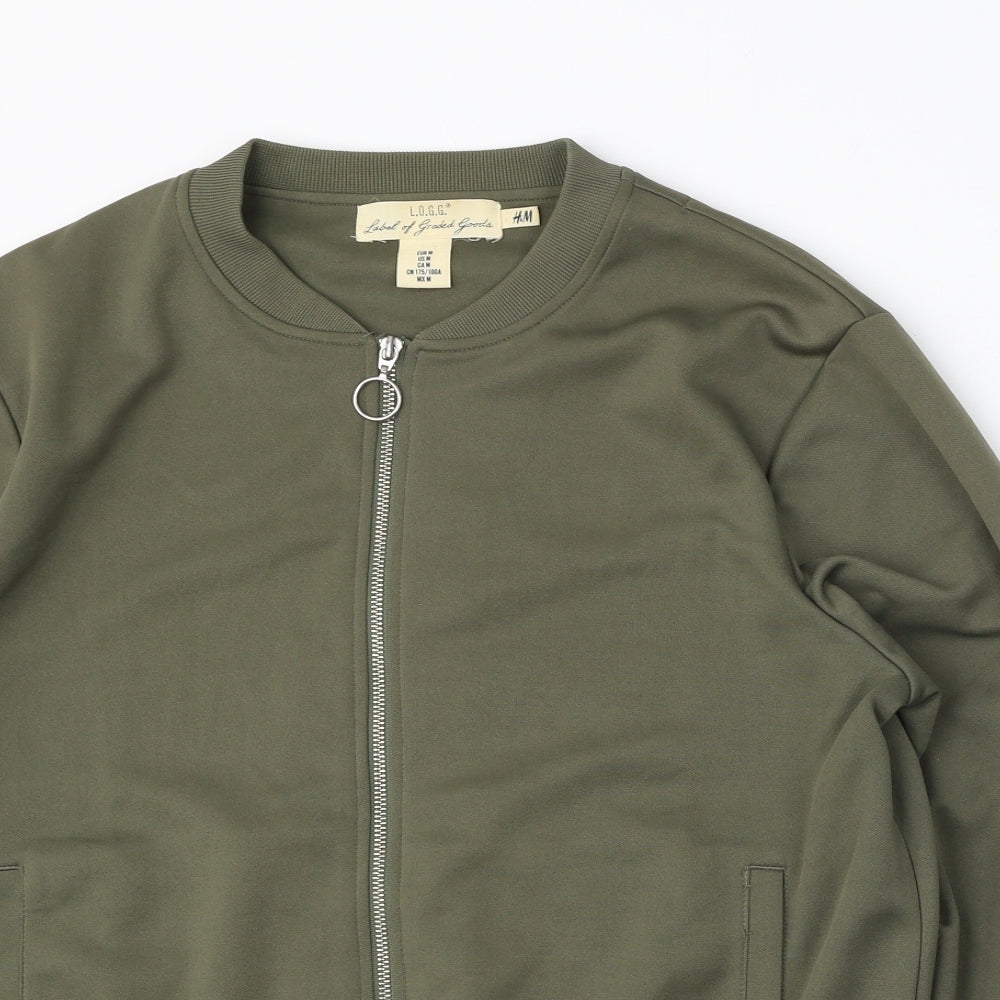 H&M Mens Green   Bomber Jacket Jacket Size M  Zip