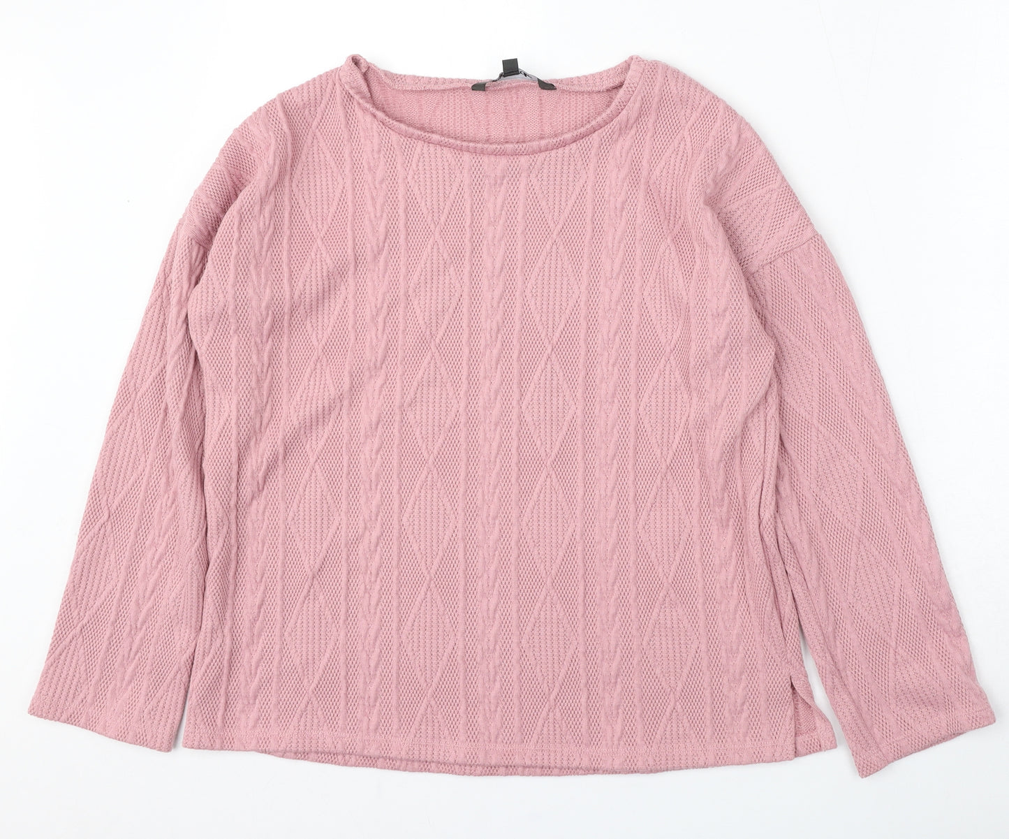 Bonmarché Womens Pink Round Neck  Polyester Pullover Jumper Size 10