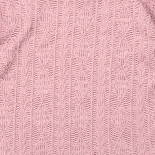 Bonmarché Womens Pink Round Neck  Polyester Pullover Jumper Size 10