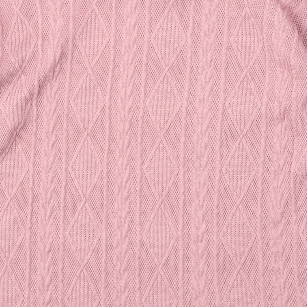 Bonmarché Womens Pink Round Neck  Polyester Pullover Jumper Size 10