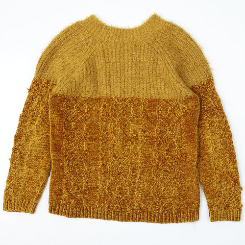 Papaya Womens Yellow Round Neck  Polyester Pullover Jumper Size M