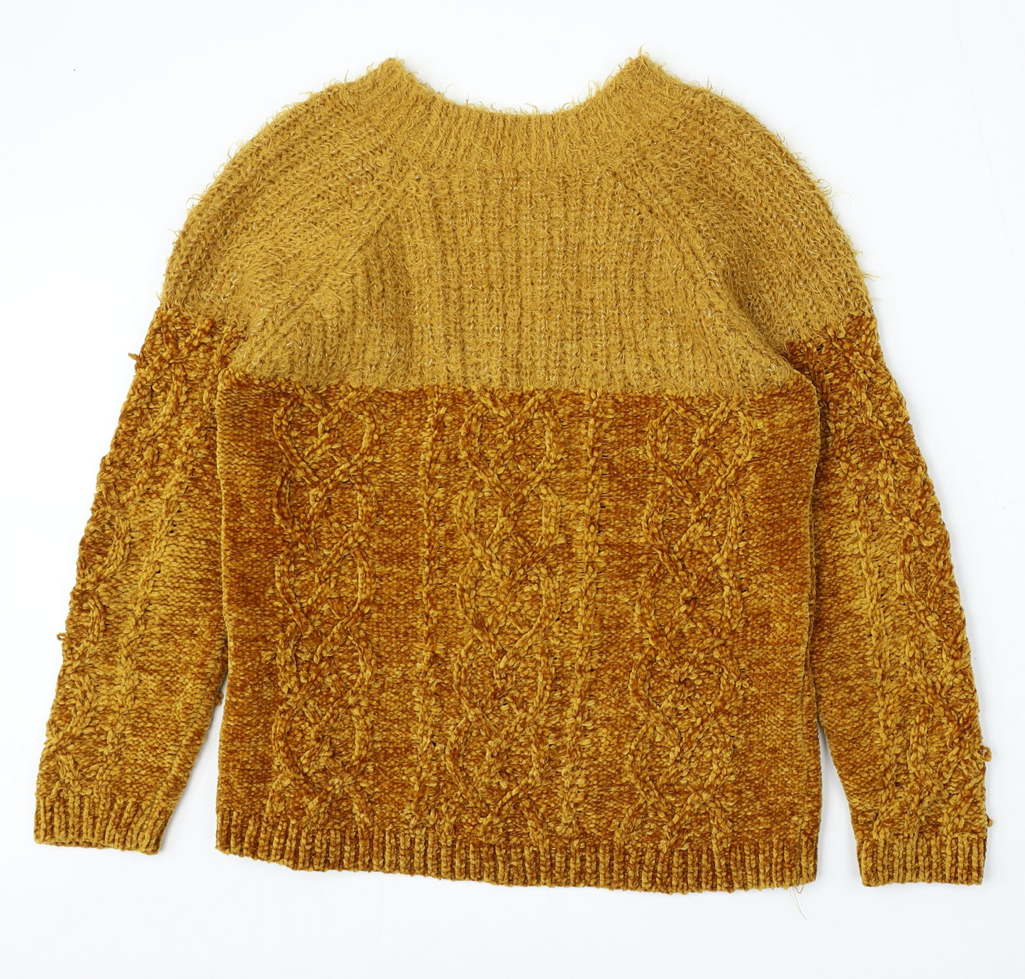 Papaya Womens Yellow Round Neck  Polyester Pullover Jumper Size M