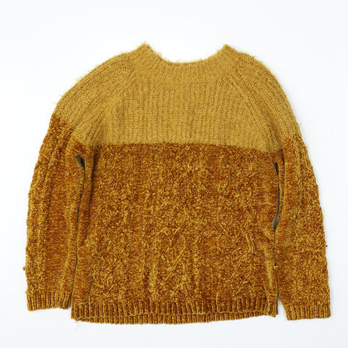 Papaya Womens Yellow Round Neck  Polyester Pullover Jumper Size M