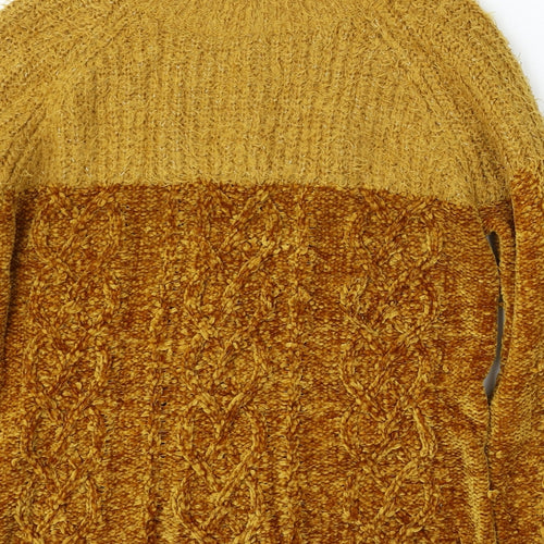 Papaya Womens Yellow Round Neck  Polyester Pullover Jumper Size M