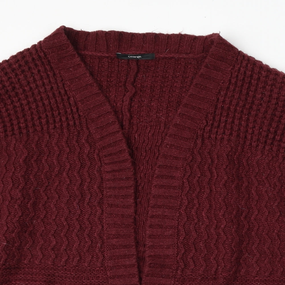 George Womens Red V-Neck  Acrylic Cardigan Jumper Size 20