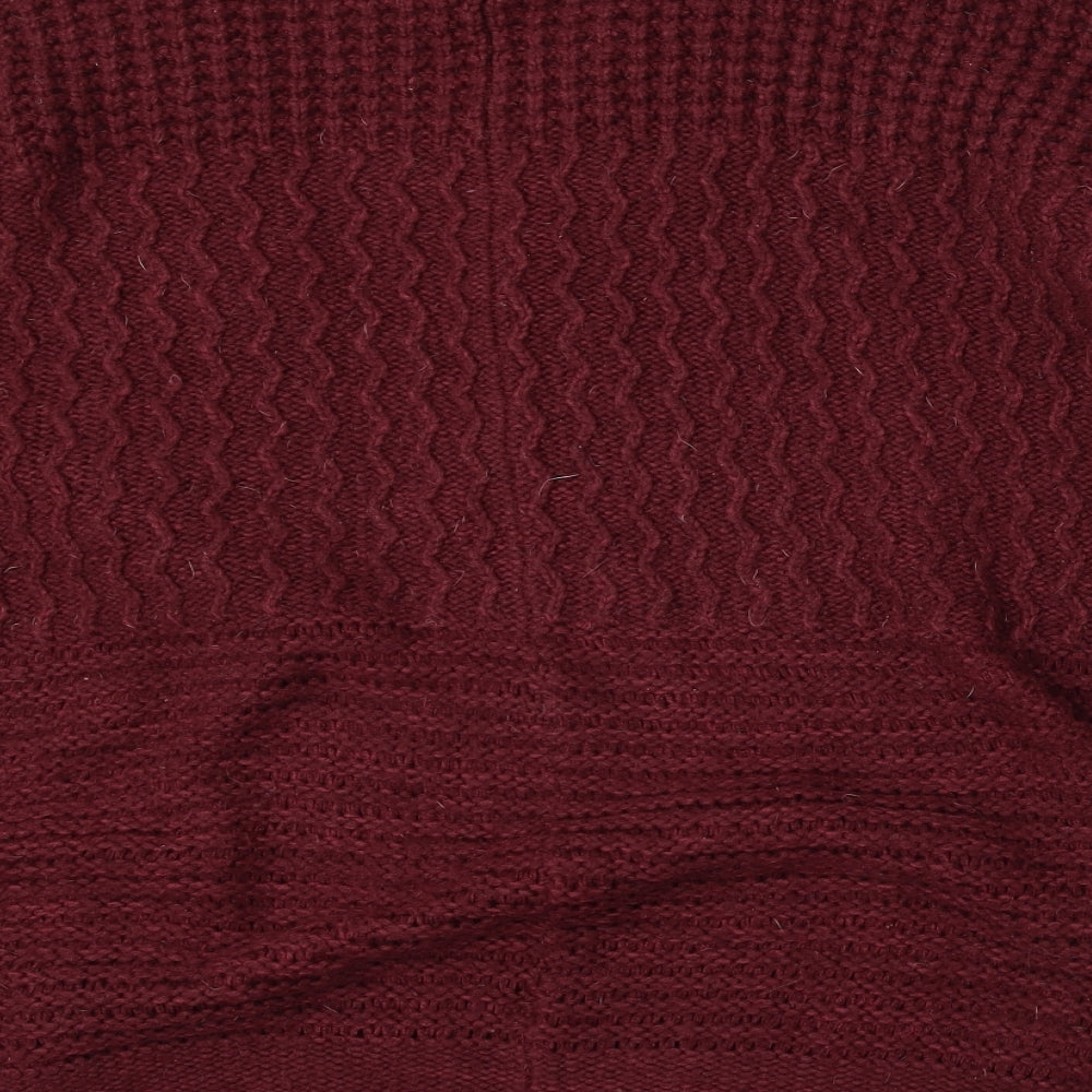 George Womens Red V-Neck  Acrylic Cardigan Jumper Size 20