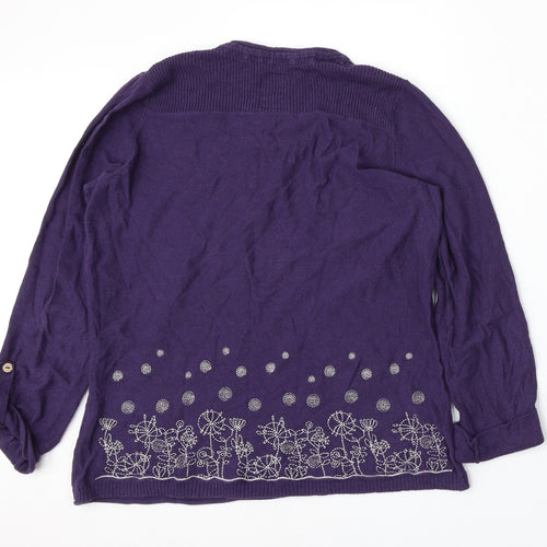 Peacocks Womens Purple Round Neck  Cotton Pullover Jumper Size 12
