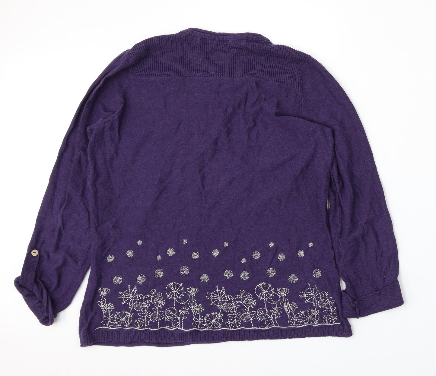 Peacocks Womens Purple Round Neck  Cotton Pullover Jumper Size 12