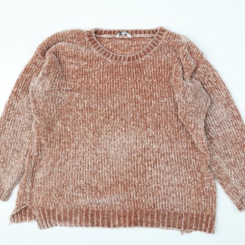 Pep&Co Womens Pink Round Neck  Polyester Pullover Jumper Size 14
