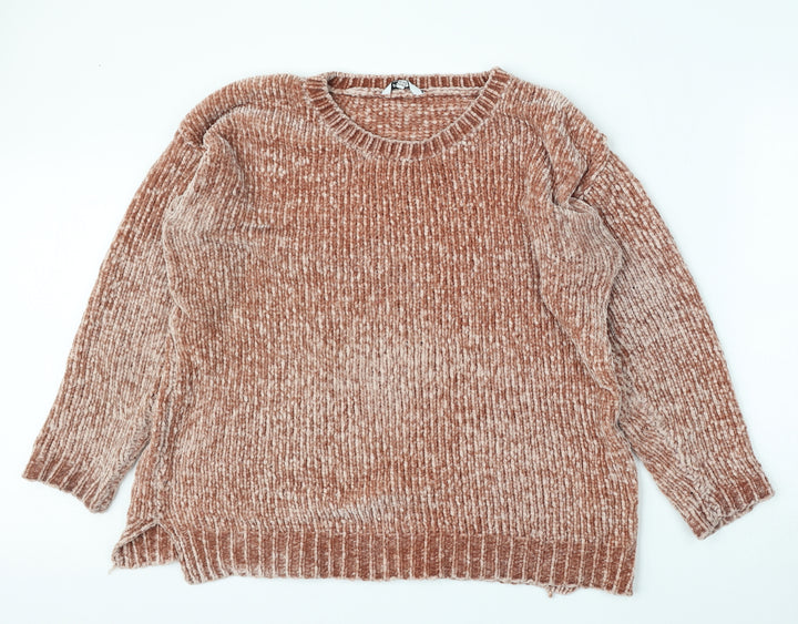 Pep&Co Womens Pink Round Neck Polyester Pullover Jumper Size 14
