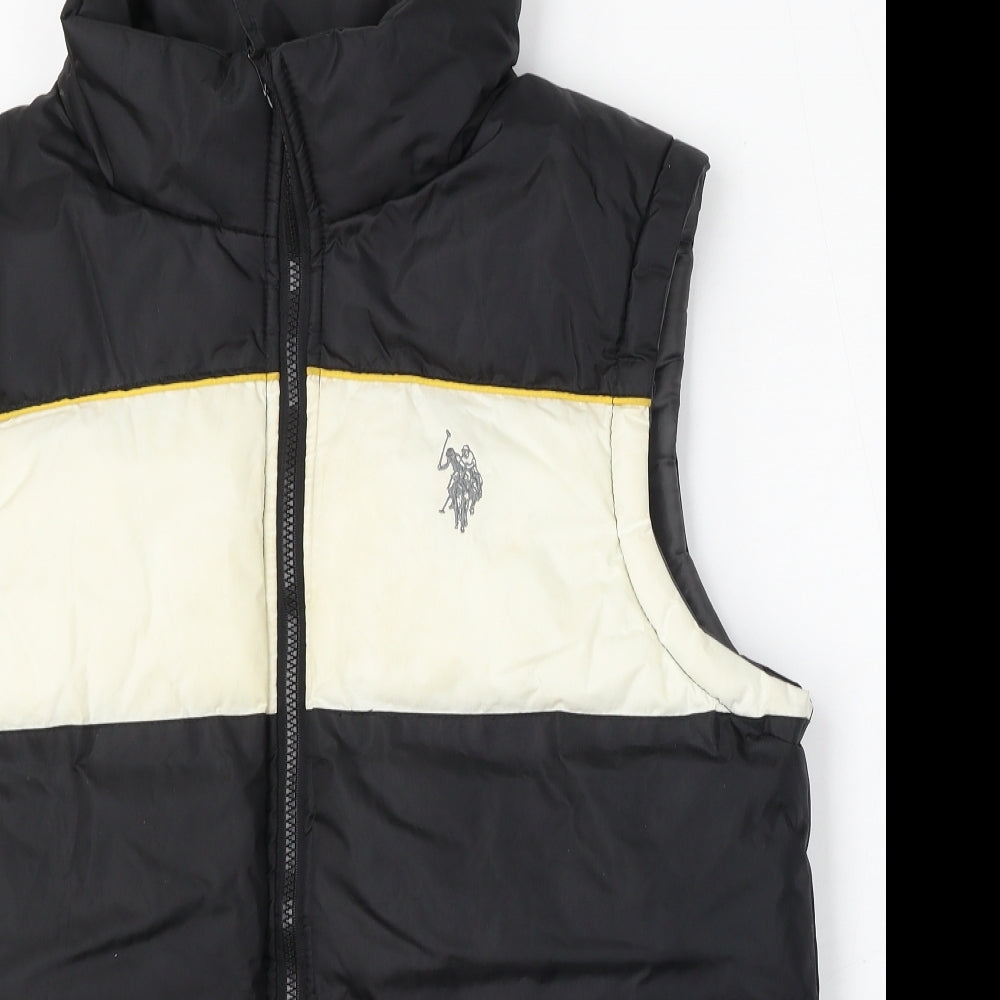 US Polo Assn. Mens Black   Gilet Jacket Size S  Zip
