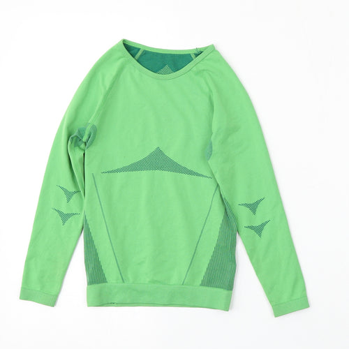 Preworn Girls Green  Polyester Basic T-Shirt Size 7-8 Years Round Neck