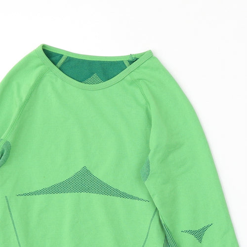 Preworn Girls Green  Polyester Basic T-Shirt Size 7-8 Years Round Neck