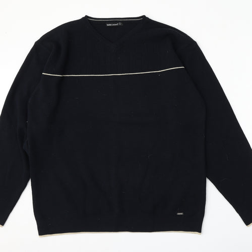 Fashion Union Mens Blue V-Neck  Polyester Pullover Jumper Size L